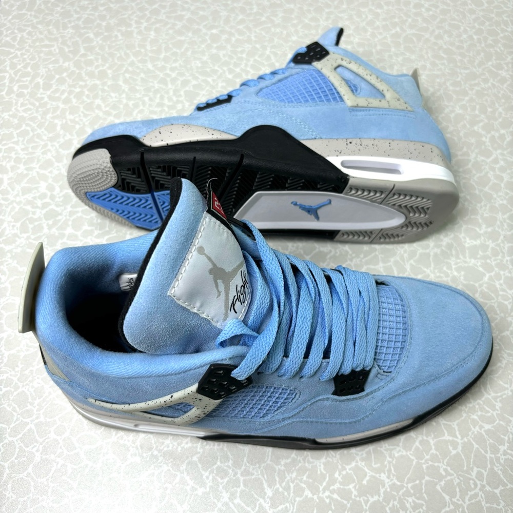 Brand New Retro 4 University Blue -Men's Sleek Trainers Sneakers Shoes - Picture 5 of 6